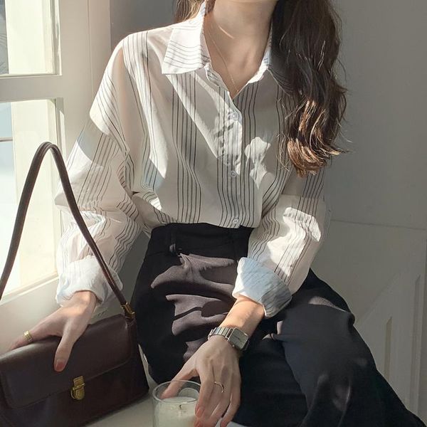 elegant lapel basic striped shirt women new spring autumn formal work wear blouses loose long sleeve female, White
elegant lapel basic striped shirt women new spring autumn formal work wear blouses loose long sleeve female, White