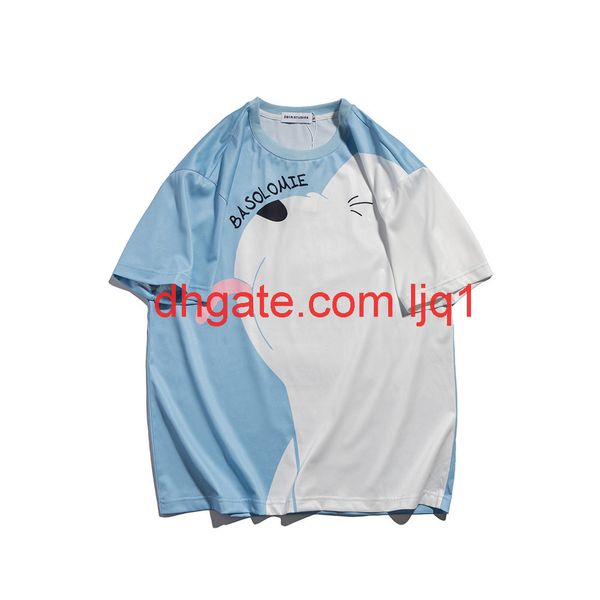 cartoon bear print short sleeve t-shirt men's fashion brand contrast stitching 5-sleeve street trend loose half sleeve, White;black
cartoon bear print short sleeve t-shirt men's fashion brand contrast stitching 5-sleeve street trend loose half sleeve, White;black