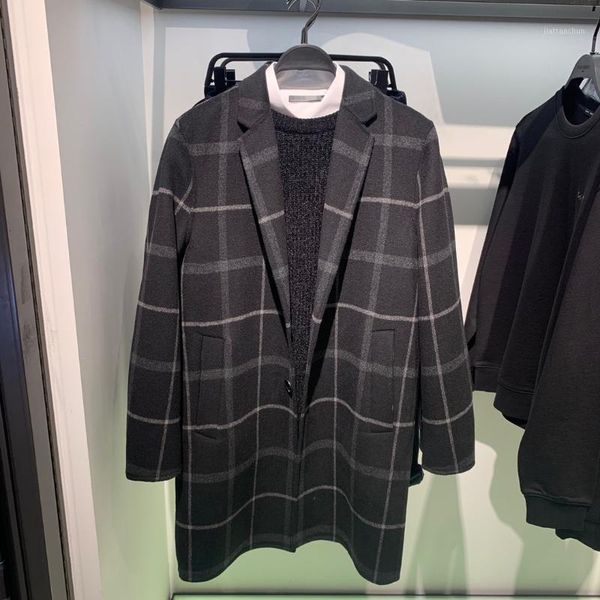 no.7, men's double-sided cashmere coat 2020 winter warm medium long large plaid coat b142401, Black
no.7, men's double-sided cashmere coat 2020 winter warm medium long large plaid coat b142401, Black
