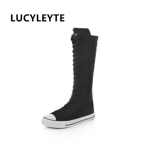 new fashion 3 colors women canvas kant rits knee laarzen flat casual high help punk shoes girls, Black
new fashion 3 colors women canvas kant rits knee laarzen flat casual high help punk shoes girls, Black