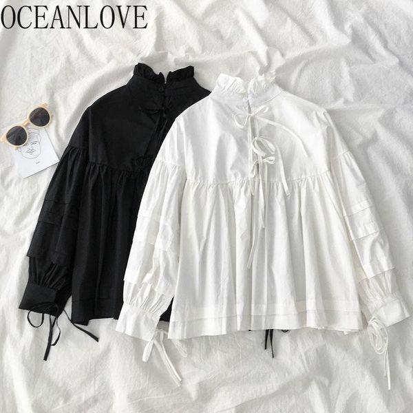 women's blouses & shirts oceanlove kawaii shorts lace up solid bow sweet women 2021 spring stand collar ins fashion blusas mujer 19529, White
women's blouses & shirts oceanlove kawaii shorts lace up solid bow sweet women 2021 spring stand collar ins fashion blusas mujer 19529, White