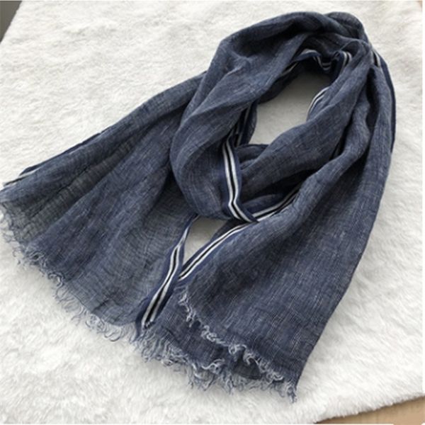 new style spring and summer leisure business men's linen scarf solid color clause versatile breathable shawl 201224, Blue;gray
new style spring and summer leisure business men's linen scarf solid color clause versatile breathable shawl 201224, Blue;gray