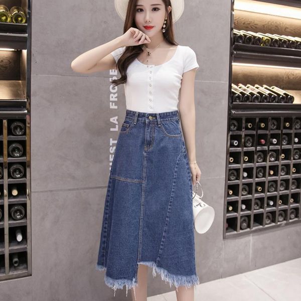 2018 fashion a-line mid calf tassel jeans skirt patchwork blue slim high waist denim skirts summer jeans skirts plus size s-5xl1, Black
2018 fashion a-line mid calf tassel jeans skirt patchwork blue slim high waist denim skirts summer jeans skirts plus size s-5xl1, Black