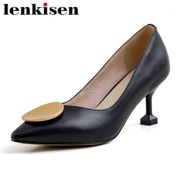 lenkisen summer shoes women sheep leather pointed toe high heels metal decorations office lady shallow slip on basic pumps l4f11, Black
lenkisen summer shoes women sheep leather pointed toe high heels metal decorations office lady shallow slip on basic pumps l4f11, Black