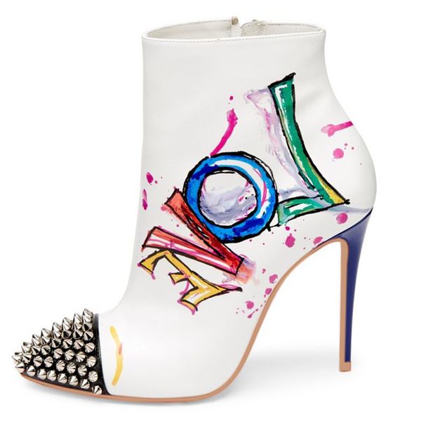 metal rivets nail dots toe tornozelo women graffit print leather botines mujer party ladies of lifetime leapers 41ir, Black
metal rivets nail dots toe tornozelo women graffit print leather botines mujer party ladies of lifetime leapers 41ir, Black