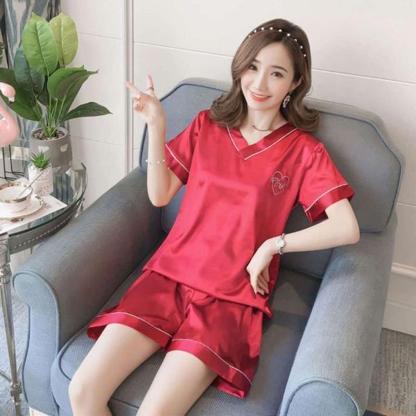 pajamas women's korean-style viscose fiber silk v-neck solid color embroidered lovely loose-fit homewear set womens pajama set1, Black;red
pajamas women's korean-style viscose fiber silk v-neck solid color embroidered lovely loose-fit homewear set womens pajama set1, Black;red