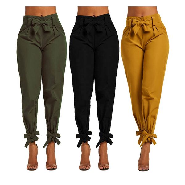 wholesale custom women's solid high waist slim solid bandage stretchy pants office lady bowknot casual straight thin harem pants, Black;white
wholesale custom women's solid high waist slim solid bandage stretchy pants office lady bowknot casual straight thin harem pants, Black;white