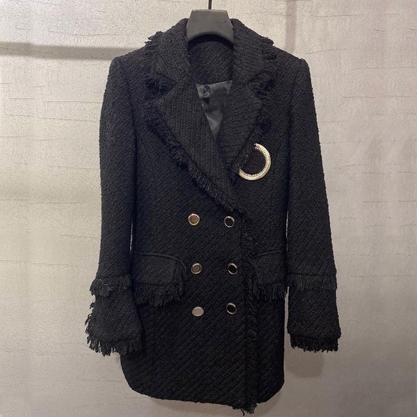 women's jackets grand designer 100% polyester long jacket coat for women tassel collar sleeve letter outerwear female2021, Black;brown
women's jackets grand designer 100% polyester long jacket coat for women tassel collar sleeve letter outerwear female2021, Black;brown