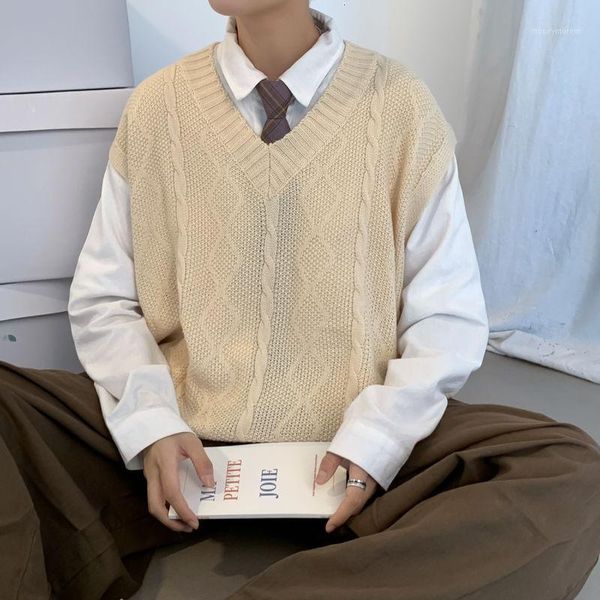 men's vests 2021 autumn youth fashion college style solid color loose knit sweater vest casual blue/orange//black1, Black;white
men's vests 2021 autumn youth fashion college style solid color loose knit sweater vest casual blue/orange//black1, Black;white