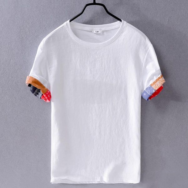 2021 mens casual linen short-sleeved t shirt white loose trend men t-shirt brand round neck t shirts for men, White;black
2021 mens casual linen short-sleeved t shirt white loose trend men t-shirt brand round neck t shirts for men, White;black