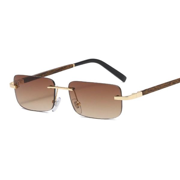 sunglasses rimless rectangle gradient lens small frame wood grain temple for man and women retro light color sun glasses, White;black
sunglasses rimless rectangle gradient lens small frame wood grain temple for man and women retro light color sun glasses, White;black