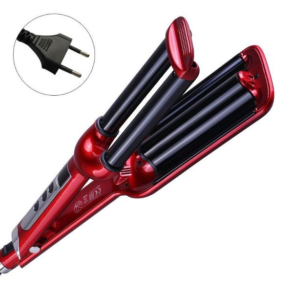 pro ceramic triple barrel hair wave waver curling iron curler eu plug styling tools 95ac, Black
pro ceramic triple barrel hair wave waver curling iron curler eu plug styling tools 95ac, Black