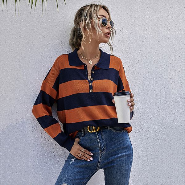striped women's bottoming orange knitted loose coat sweater collar blue lapel 2020 new thin autumn shirt polo ugixb
striped women's bottoming orange knitted loose coat sweater collar blue lapel 2020 new thin autumn shirt polo ugixb