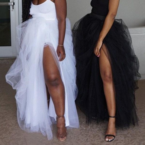 women maxi tull skirt front slit 2020 trendy irregular elastic high waist long jupes party tutu white skirt faldas mujer saias, Black
women maxi tull skirt front slit 2020 trendy irregular elastic high waist long jupes party tutu white skirt faldas mujer saias, Black