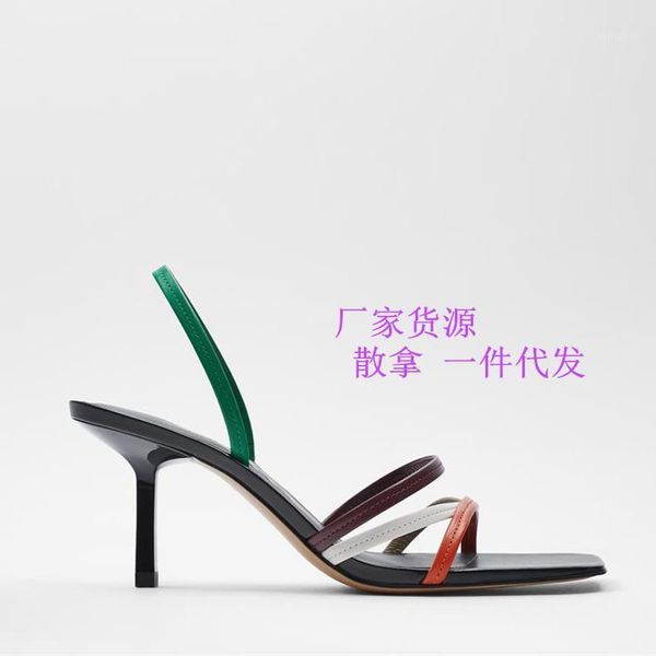 the new strap color matching women sandals with high stiletto square toe women's shoes in stock1, Black
the new strap color matching women sandals with high stiletto square toe women's shoes in stock1, Black