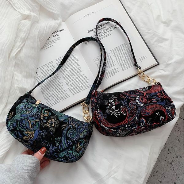 elegant canvas shoulder purse female flower print chain underarm bag casual long small handle bag street clutch
elegant canvas shoulder purse female flower print chain underarm bag casual long small handle bag street clutch