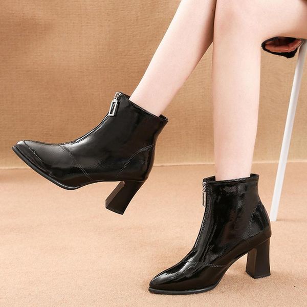 zipper women's boots autumn round toe luxury designer boots-women low heels booties winter footwear shoes leather, Black
zipper women's boots autumn round toe luxury designer boots-women low heels booties winter footwear shoes leather, Black