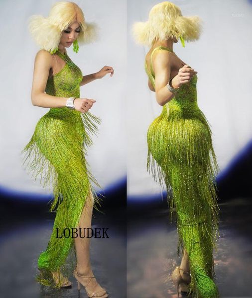 female latin dance stage clothes modern dance performance costume grass green tassels crystals skinny dress bar party one piece1, Black;red 
female latin dance stage clothes modern dance performance costume grass green tassels crystals skinny dress bar party one piece1, Black;red