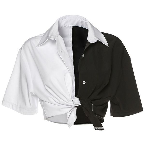 women patchwork button casual crop women's black and white contrast navel drop shipping good quality
women patchwork button casual crop women's black and white contrast navel drop shipping good quality
