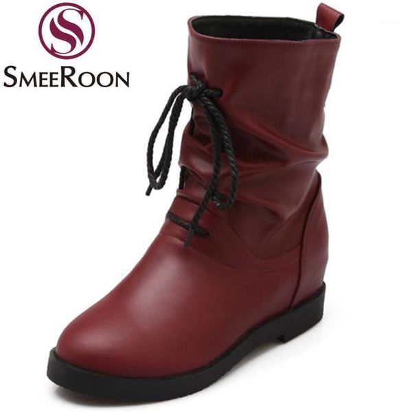 boots smeeroon waterproof pleated height increasing novelty lace up round toe winter woman shoes platform ankle1, Black
boots smeeroon waterproof pleated height increasing novelty lace up round toe winter woman shoes platform ankle1, Black