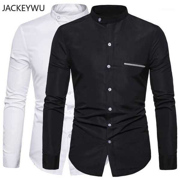 mandarin collar men shirt solid long sleeve casual shirts business social white dress plus size camisas cotton men's clothes1, White;black
mandarin collar men shirt solid long sleeve casual shirts business social white dress plus size camisas cotton men's clothes1, White;black