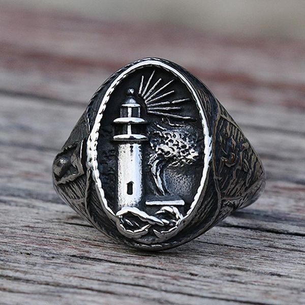 cluster rings vintage gothic nautical lighthouse ring viking men's stainless steel amulet signet nordic peace talisman jewelry, Golden;silver
cluster rings vintage gothic nautical lighthouse ring viking men's stainless steel amulet signet nordic peace talisman jewelry, Golden;silver