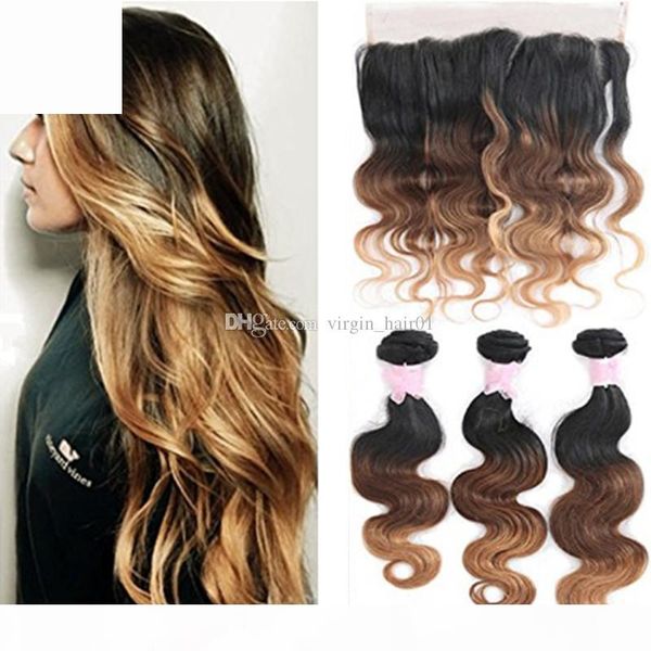 body wave human hair weaves indian virgin hair ombre 3 bundles with lace frontal cosure three tone 1b 4 27 hair weft, Black;brown
body wave human hair weaves indian virgin hair ombre 3 bundles with lace frontal cosure three tone 1b 4 27 hair weft, Black;brown
