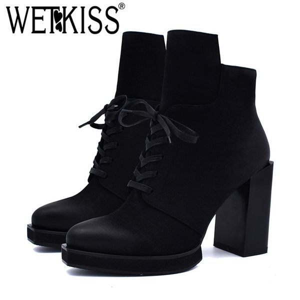 wetkiss winter thick high heels women ankle boots thick plush square toe lace up footwear platform female boot shoes women 2020, Black
wetkiss winter thick high heels women ankle boots thick plush square toe lace up footwear platform female boot shoes women 2020, Black