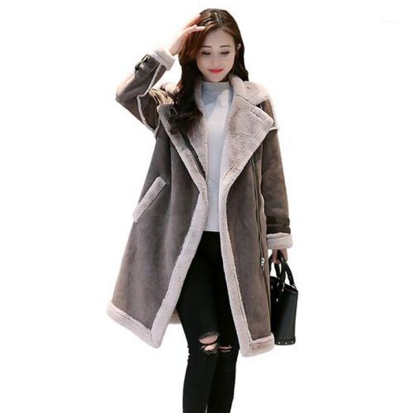 women faux suede leather long sleeve solid wool thick medium long zipper coat 2020 new winter fashion ladies high end jackets1, Black
women faux suede leather long sleeve solid wool thick medium long zipper coat 2020 new winter fashion ladies high end jackets1, Black