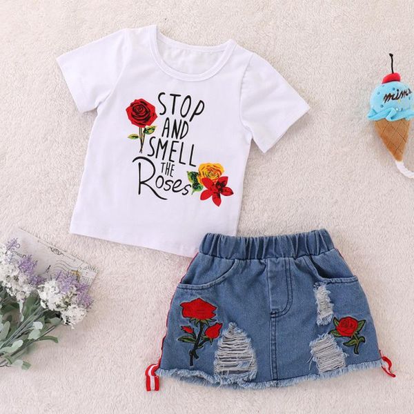 clothing sets child foreign trade cross-border direct sales ins selling amazon girl's rose embroidered jeans two-piece fashion, White
clothing sets child foreign trade cross-border direct sales ins selling amazon girl's rose embroidered jeans two-piece fashion, White