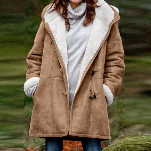 plus size women winter warm plus velvet coat long sleeve horn buckle plush pocket hooded overcoat cardigan sweaters mujer, Black;brown
plus size women winter warm plus velvet coat long sleeve horn buckle plush pocket hooded overcoat cardigan sweaters mujer, Black;brown