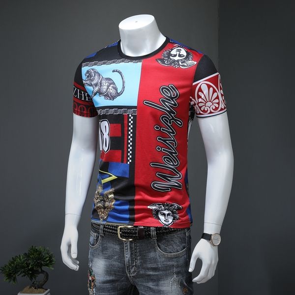 2019 new travel holiday men's summer new lion head digital printing short-sleeved t-shirt korean version of the semi-sleeve wild shirt, White;black
2019 new travel holiday men's summer new lion head digital printing short-sleeved t-shirt korean version of the semi-sleeve wild shirt, White;black