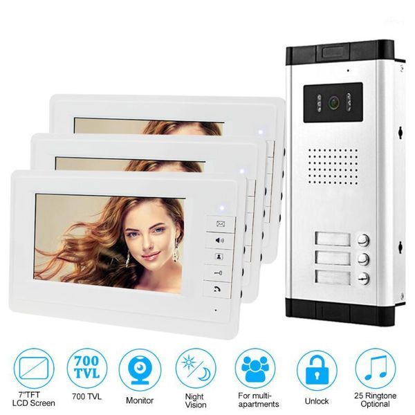 7'' video door phone doorbell intercom entry system 3 units monitors + 700tvl ir camera doorphone for 2/3/4/6 home / apartments1
7'' video door phone doorbell intercom entry system 3 units monitors + 700tvl ir camera doorphone for 2/3/4/6 home / apartments1