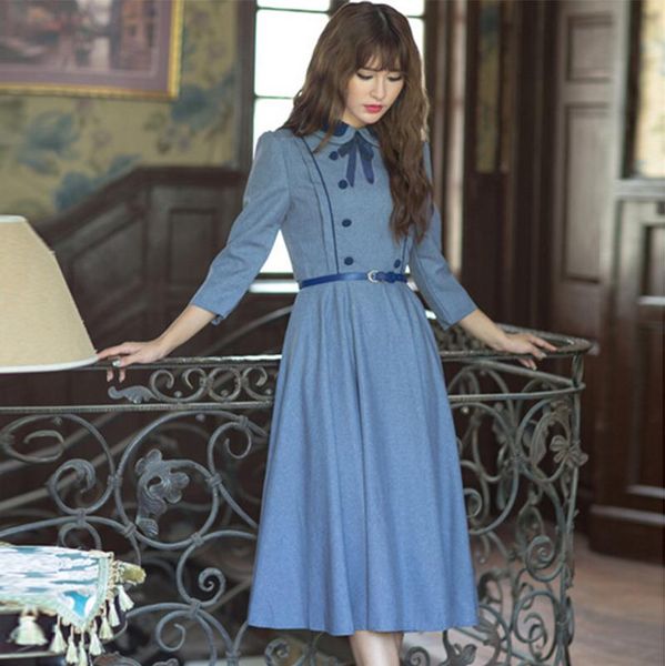 preppy style dress vestidos femininos vintage peter pan collar bow princess dresses audurey hepburn retro ladies casual dress, Black;gray
preppy style dress vestidos femininos vintage peter pan collar bow princess dresses audurey hepburn retro ladies casual dress, Black;gray