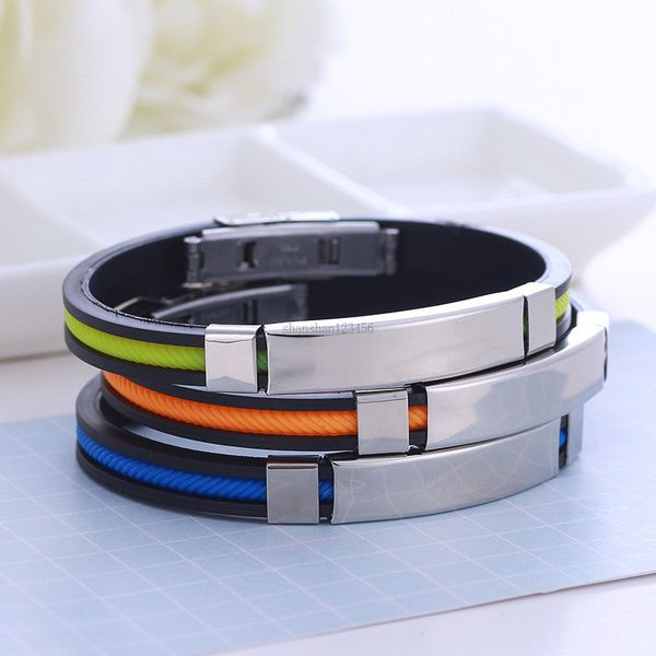 wristband blank silicone stainless steel tag bracelet bangle cuff for women mens fashion jewelry will and sandy gift, White
wristband blank silicone stainless steel tag bracelet bangle cuff for women mens fashion jewelry will and sandy gift, White