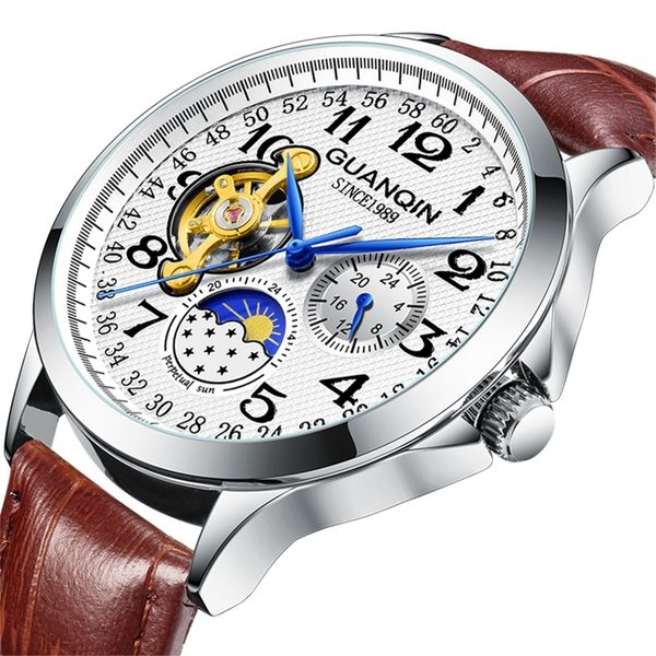 guanqin sport automatic watch men luxury watches clock men man skeleton tourbillon waterproof mechanical watch relogio masculino 201204, Slivery;brown
guanqin sport automatic watch men luxury watches clock men man skeleton tourbillon waterproof mechanical watch relogio masculino 201204, Slivery;brown