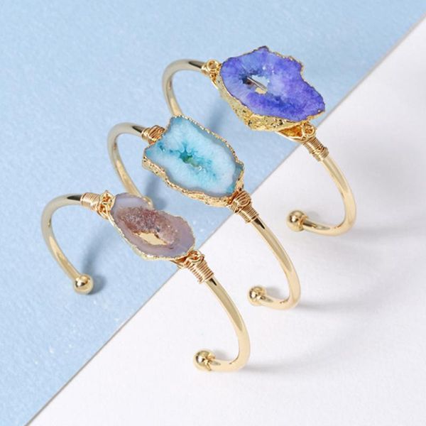 bangle natural irregular shape druzy stone copper open for women oval multi color option lovely gift jewley wholesale, Black
bangle natural irregular shape druzy stone copper open for women oval multi color option lovely gift jewley wholesale, Black