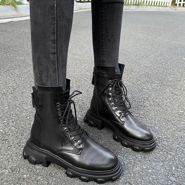 lucyever 2020 casual lace up pu leather boots women waterproof thick bottom platform ankle boots ladies black motorcycle shoes #r85f
lucyever 2020 casual lace up pu leather boots women waterproof thick bottom platform ankle boots ladies black motorcycle shoes #r85f