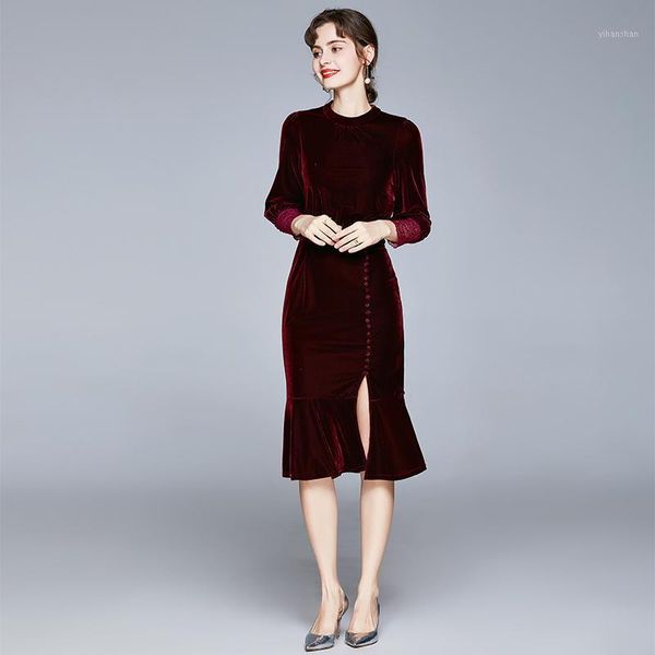fashion designer autumn winter clothes women elegant lady lace patchwork solid vintage midi trumpet velvet party dress vestidos1, Black;gray
fashion designer autumn winter clothes women elegant lady lace patchwork solid vintage midi trumpet velvet party dress vestidos1, Black;gray