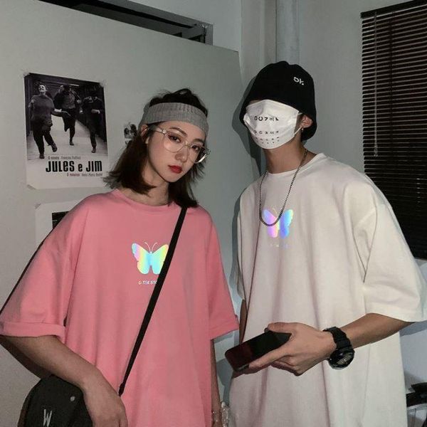 men's t-shirts fashion summer butterfly & letter reflective print t shirt men women oversize short sleeves solid cotton tee, White;black
men's t-shirts fashion summer butterfly & letter reflective print t shirt men women oversize short sleeves solid cotton tee, White;black
