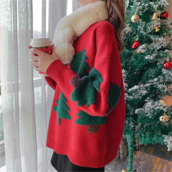la cisne sweater 2020 winter autumn christmas tree pattern ladies pullover casual knit loose pullover, White
la cisne sweater 2020 winter autumn christmas tree pattern ladies pullover casual knit loose pullover, White