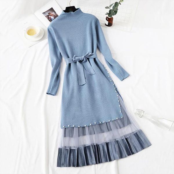 half turtleneck knitted dress women two pieces suit 2021 autumn winter long sleeve belt party sweater dress and sweet mesh skirt, Gray
half turtleneck knitted dress women two pieces suit 2021 autumn winter long sleeve belt party sweater dress and sweet mesh skirt, Gray