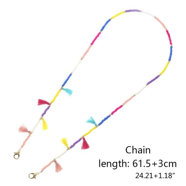 colorful tassel beads chain face mask holder necklace eyeglass lanyard ear saver j78e, Silver
colorful tassel beads chain face mask holder necklace eyeglass lanyard ear saver j78e, Silver