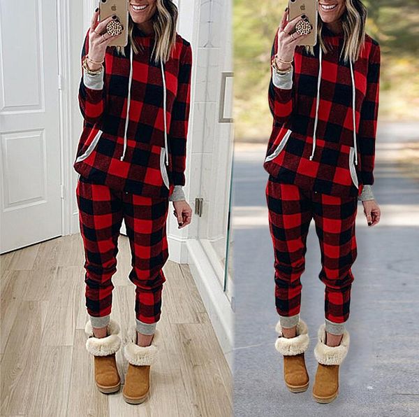 women christmas plaid tracksuit ins xmas two piece clothing pajamas sets checkered hooded hoodies legging pants outfit trourser suit e120301, White
women christmas plaid tracksuit ins xmas two piece clothing pajamas sets checkered hooded hoodies legging pants outfit trourser suit e120301, White