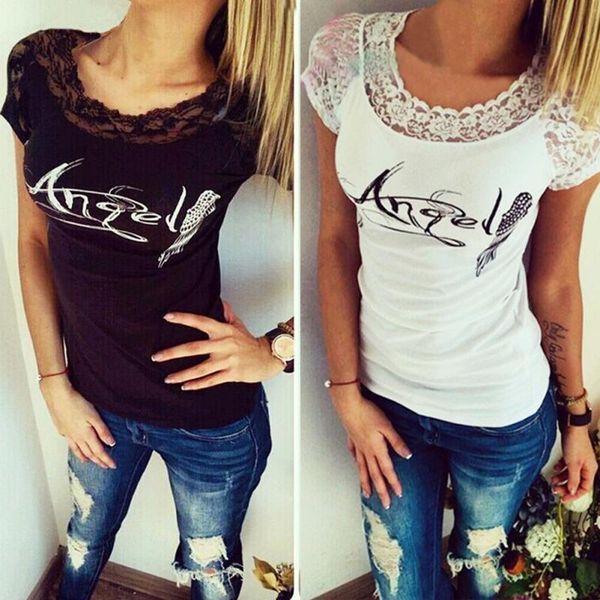 novel design summer wear slim style women short sleeve o-neck shirt hollow back angel wings lace t-shirt, White
novel design summer wear slim style women short sleeve o-neck shirt hollow back angel wings lace t-shirt, White
