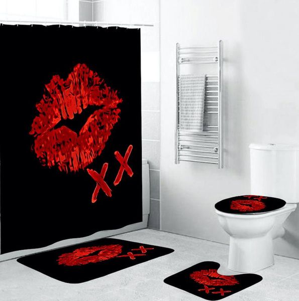 bath accessory set black lip shower curtain waterproof and mildewproof bathroom screen modern partition decoration toilet four-piece
bath accessory set black lip shower curtain waterproof and mildewproof bathroom screen modern partition decoration toilet four-piece