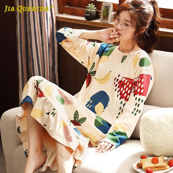 women's sleepwear autumn womens kawaii banana print round neck long sleeve knee-length falbala night dress cotton lingerie for women, Black;red
women's sleepwear autumn womens kawaii banana print round neck long sleeve knee-length falbala night dress cotton lingerie for women, Black;red