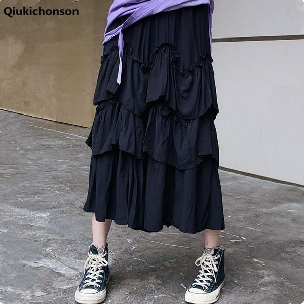 qiukichonson midi long skirts womens maxi skirt goth lolita summer high waisted asymmetrical high low ruched ruffle skirts rok, Black
qiukichonson midi long skirts womens maxi skirt goth lolita summer high waisted asymmetrical high low ruched ruffle skirts rok, Black