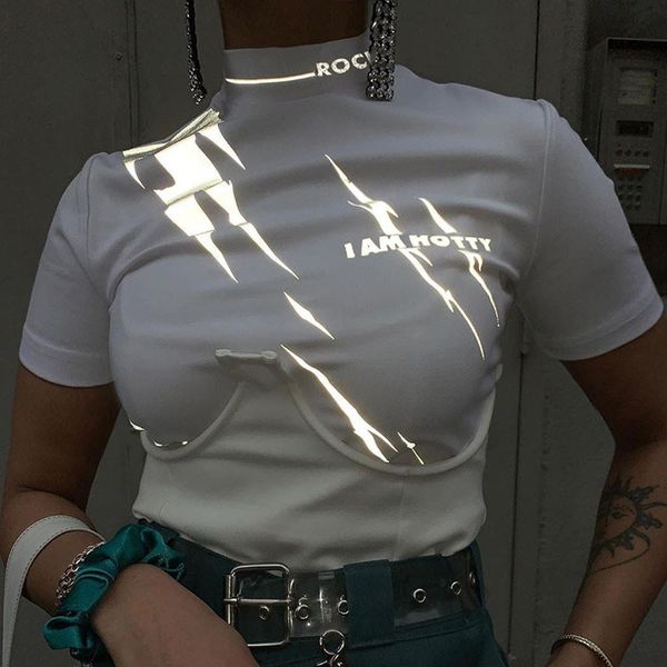 harajuku women crop solid gothic punk style reflective crop turtleneck short shirt hip hop tee koszulki damskie, White
harajuku women crop solid gothic punk style reflective crop turtleneck short shirt hip hop tee koszulki damskie, White