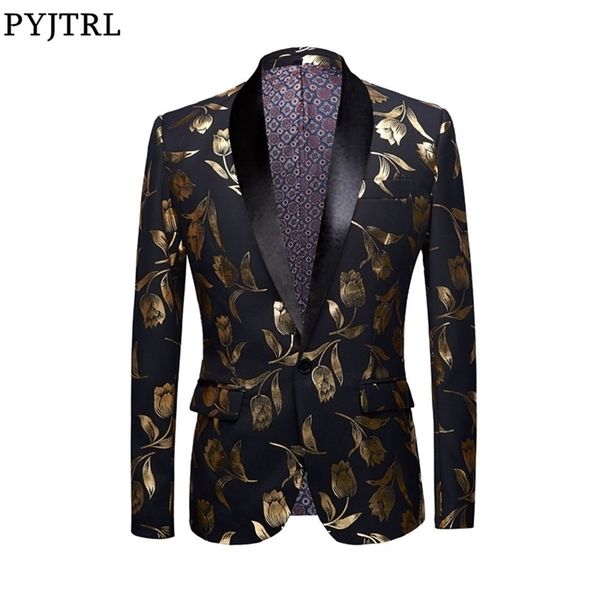 pyjtrl stylish gold tulips pattern casual blazer men suit jacket british gentleman wedding grooms slim fit fashion coat outfit 201104, White;black
pyjtrl stylish gold tulips pattern casual blazer men suit jacket british gentleman wedding grooms slim fit fashion coat outfit 201104, White;black